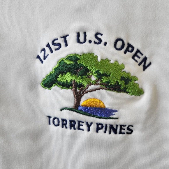 RLX Ralph Lauren Polo 121 U.S. Open Torrey Pines, White Polo Mens Size M - Picture 2 of 8